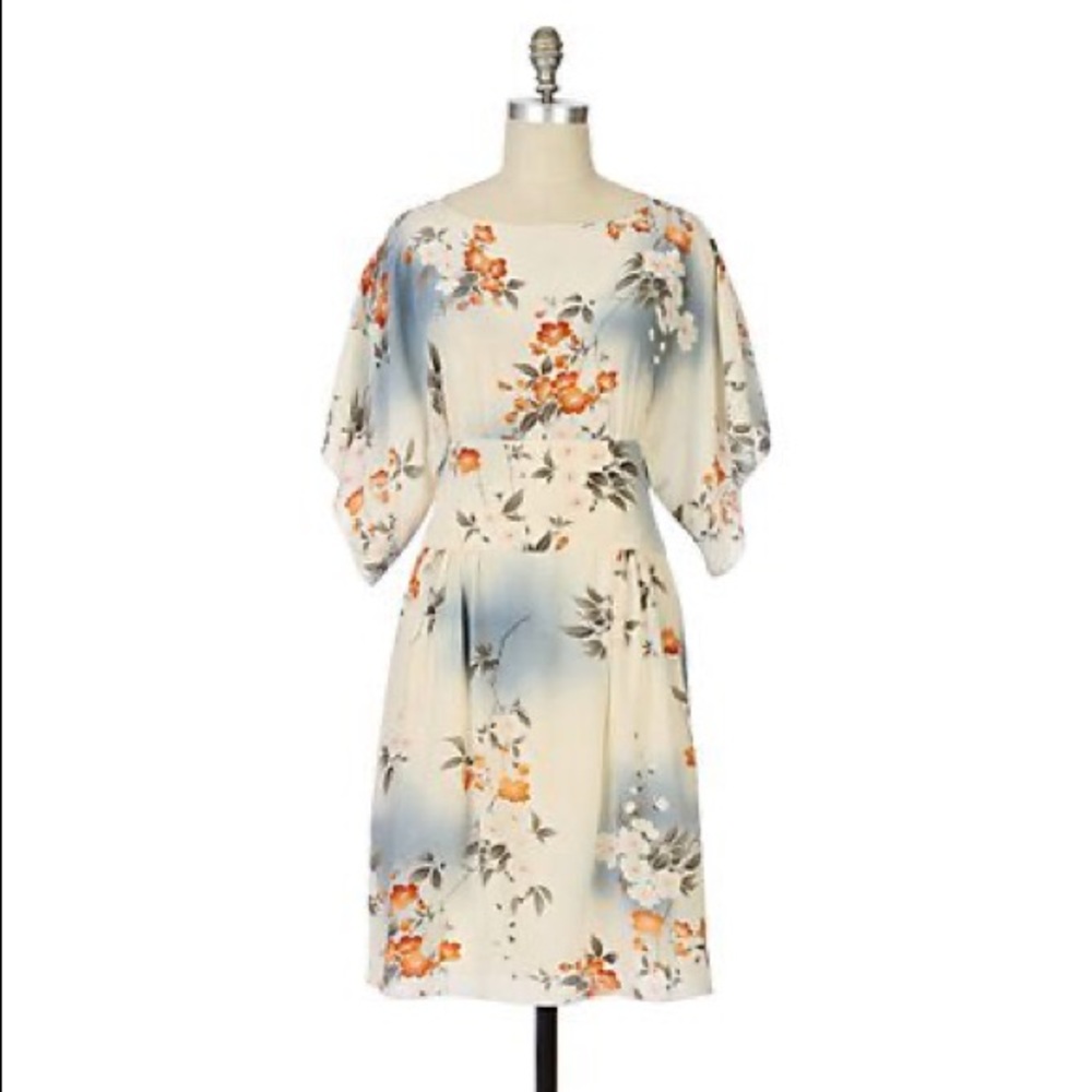 Anthropologie Anna Sui Jonquil Sky Floral Silk Dress 8 - Picture 1 of 8